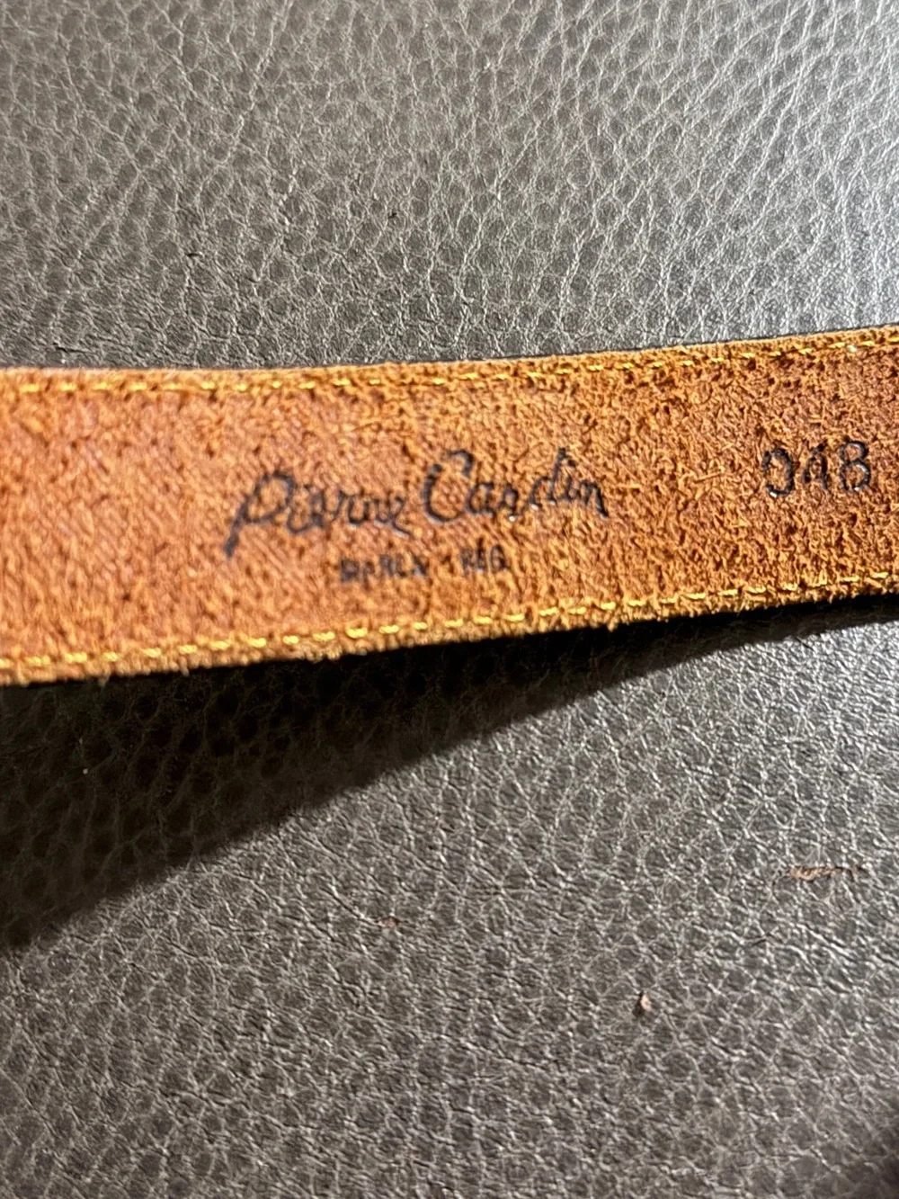 Vintage Pierre Cardin Brown Woven Leather Belt with Gold Accents